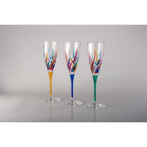 coloured champagne flutes